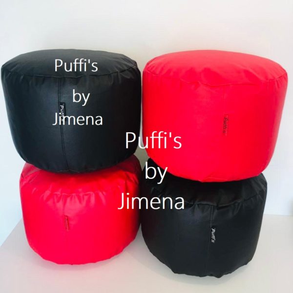 Puff Redondo 40 x 40 cms. Confeccionado En Eco Cuero. - Imagen 4