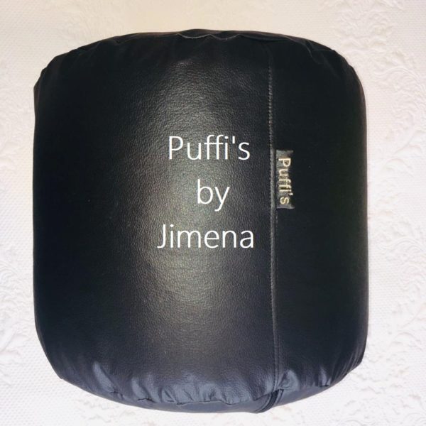Puff Redondo 40 x 40 cms. Confeccionado En Eco Cuero. - Imagen 2