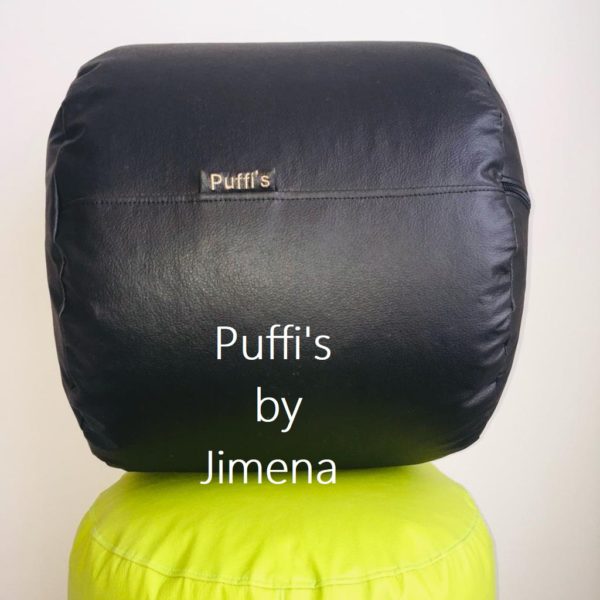 Puff Redondo 40 x 40 cms. Confeccionado En Eco Cuero. - Imagen 3