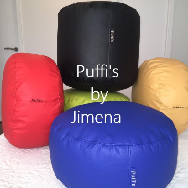 Puff Redondo 40 x 40 cms. Confeccionado En Eco Cuero.