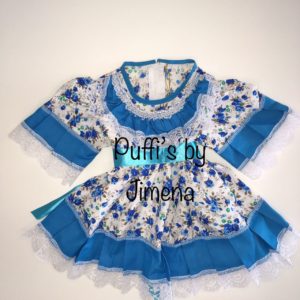 Vestido Huasa para Bebe Floreado Calipso,  tallas : RN, 3M, 6M, 9M, 12M, 18M, 24M (Meses)