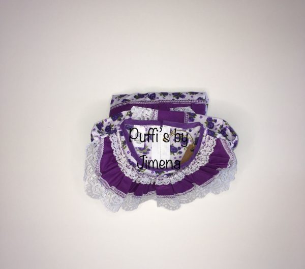 Vestido Huasa para Bebe  Floreado Color Morado, tallas : RN, 3M, 6M, 9M, 12M, 18M, 24M (Meses) - Imagen 4